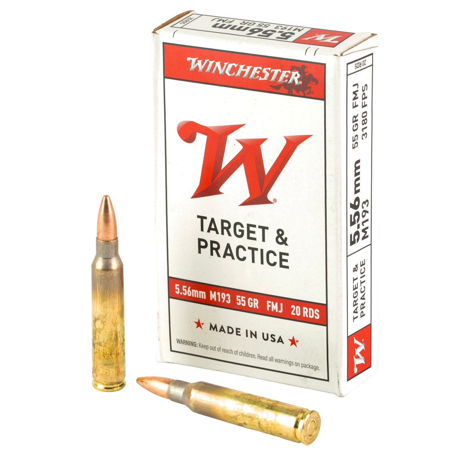 Winchester Ammunition M193 556NATO 55GR FMJ 20RD