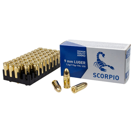 SCORPIO AMMO 9MM 115GR FMJ 50RD